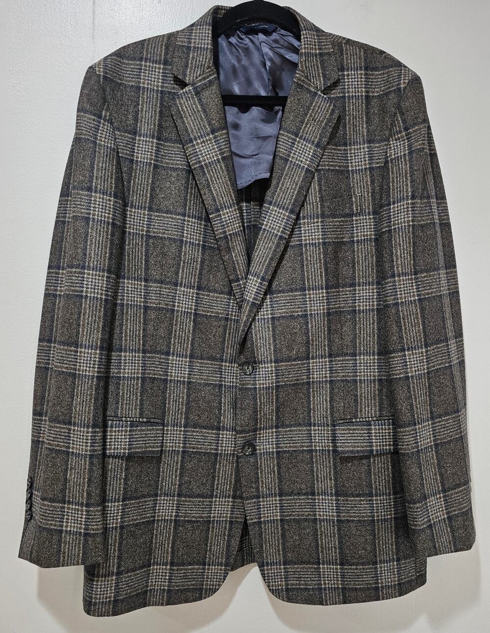 Brooks Brothers Regent Jacket Classic Fit Wool Plaid-Gingham Sport Coat, Sz 44L